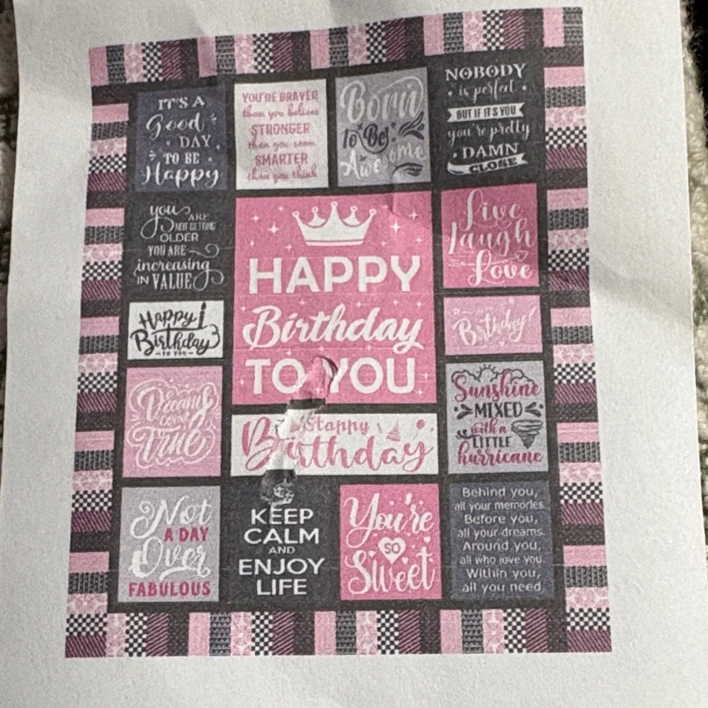 Pink and‎ Black Birthday Themed Blanket or Throw